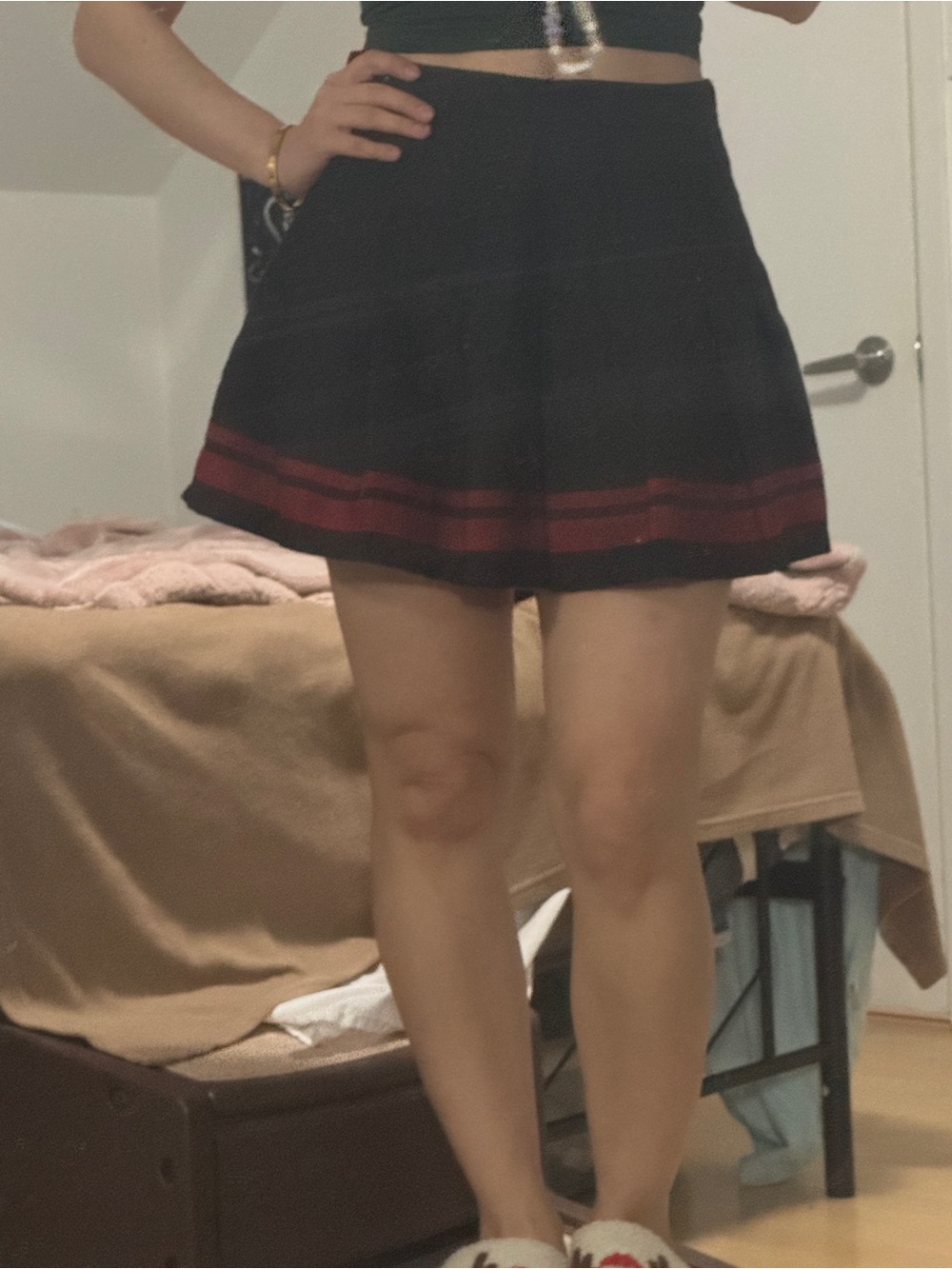 2 Pleated Skirts (one white from Shein and one black w/ red lining from Rue 21)